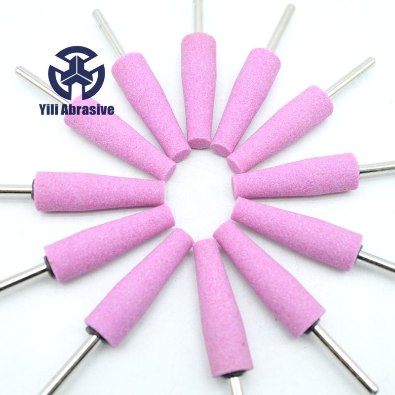 Puntas montadas de aluminio rosa A1-19*63*6MM, forma cónica, grano 46#