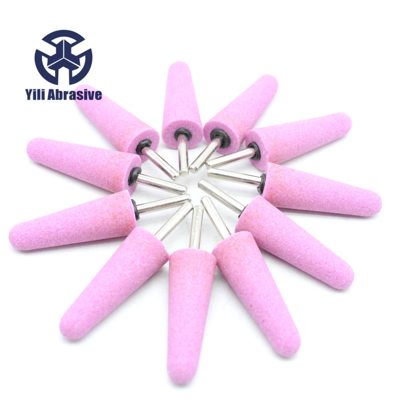 Puntas montadas de aluminio rosa A3-25×70×6,0 mm, forma cónica, grano 46#